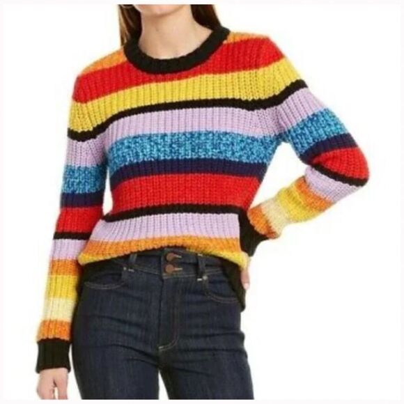 Alice + Olivia Barb Multicolor Striped Knit Sweater - Picture 1 of 6